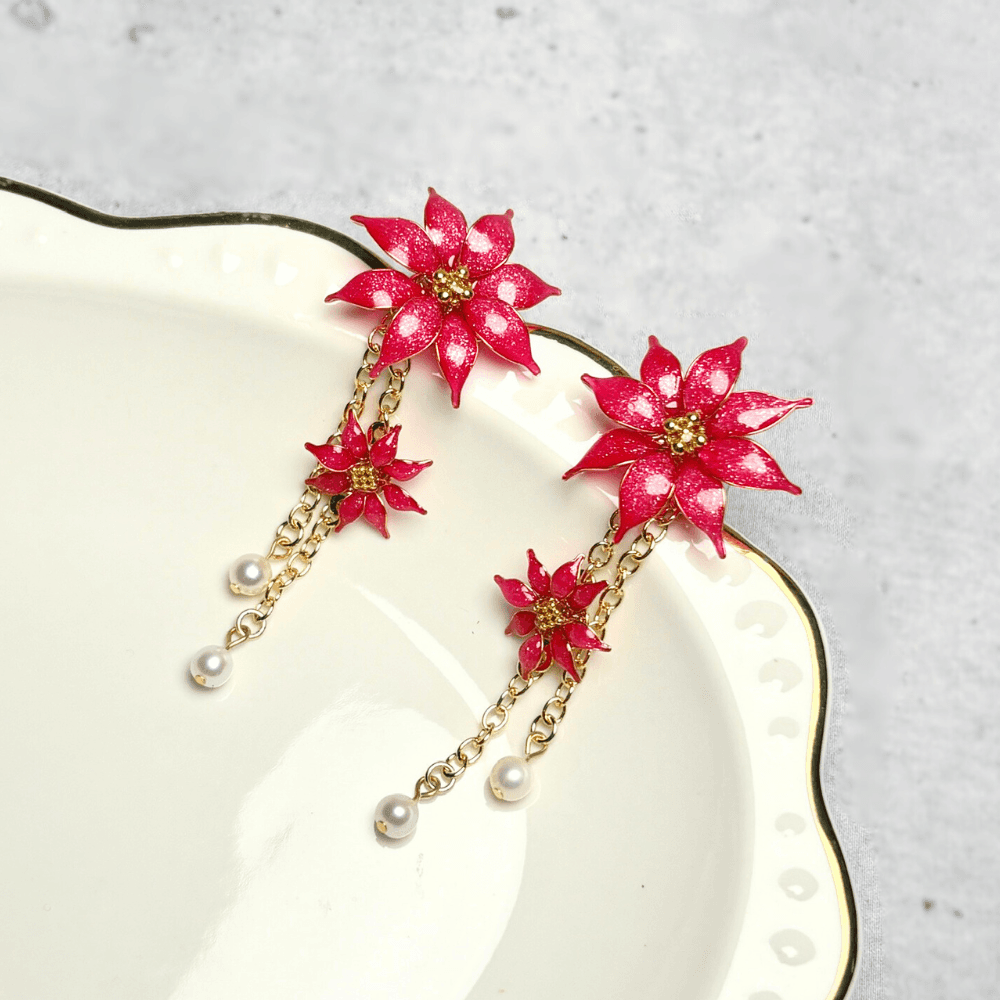 【ポインセチア】2wayピアス/レッド/クリスマス/サージカルステンレス/金属アレルギー対応/冬の新作/受注生産 | 5枚目